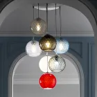 7 Lights Chandelier in Hand Blown Venice Glass - Bubbles Balloton Viadurini