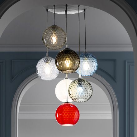 7 Lights Chandelier in Hand Blown Venice Glass - Bubbles Balloton Viadurini