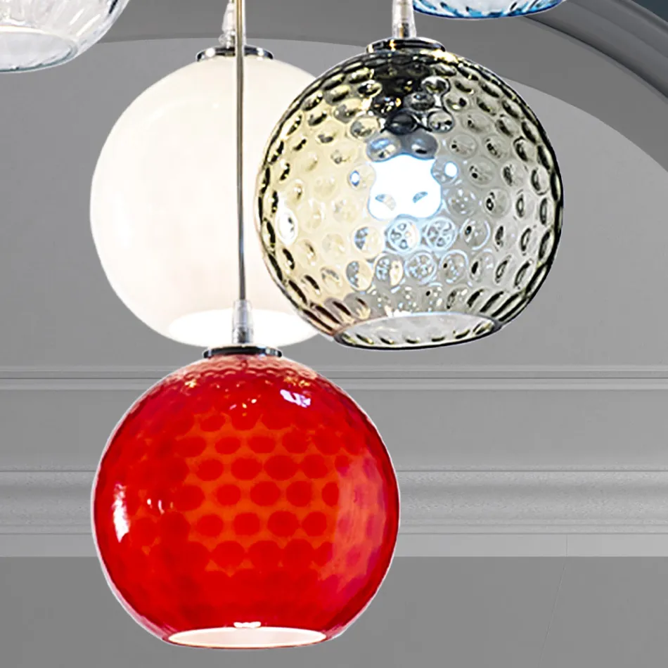 7 Lights Chandelier in Hand Blown Venice Glass - Bubbles Balloton Viadurini