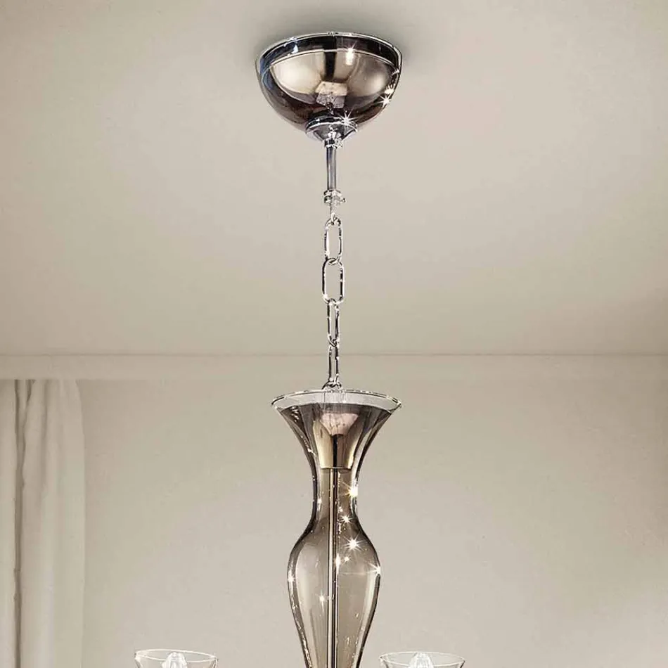 Artisan 8-Light Chandelier in Smoked Venetian Glass Made in Italy - Vittoria Viadurini