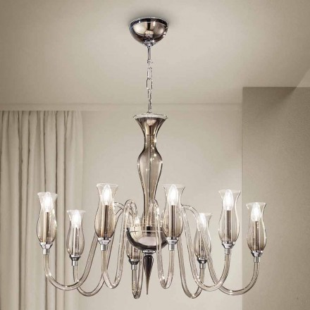 Artisan 8-Light Chandelier in Smoked Venetian Glass Made in Italy - Vittoria Viadurini