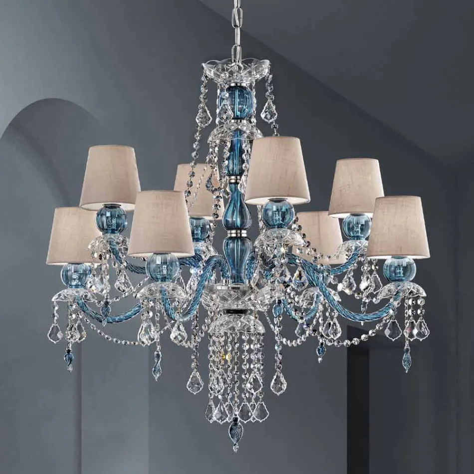 8 Lights Chandelier in Venetian Glass Handmade, Made in Italy - Milagros Viadurini