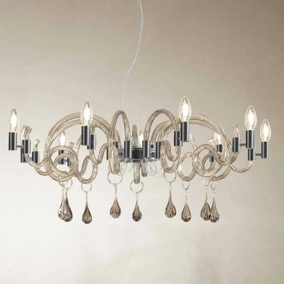 9 Light Handmade Venice Glass Chandelier Made in Italy - Bernadette Viadurini