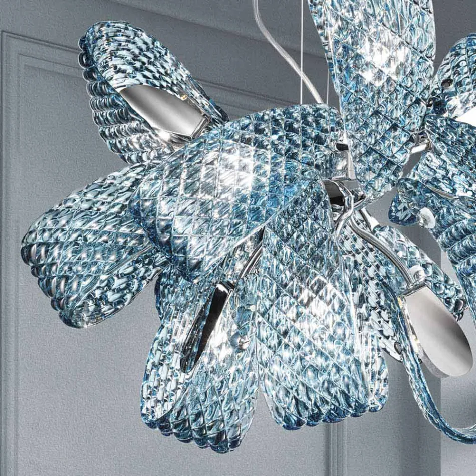 9 Light Venetian Glass Chandelier, Handmade in Italy - Diamonique Viadurini