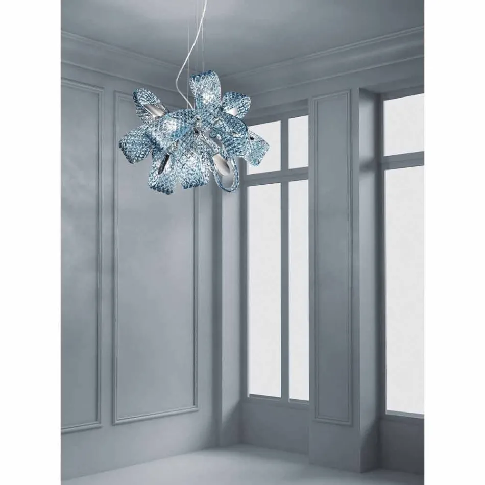 9 Light Venetian Glass Chandelier, Handmade in Italy - Diamonique Viadurini
