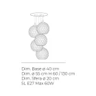 Five-Dome Venetian Glass Chandelier Made in Italy - Lucilla Viadurini