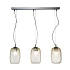 Two or Three-Light Hand-Blown Glass Chandelier Made in Italy - Sibilla Viadurini