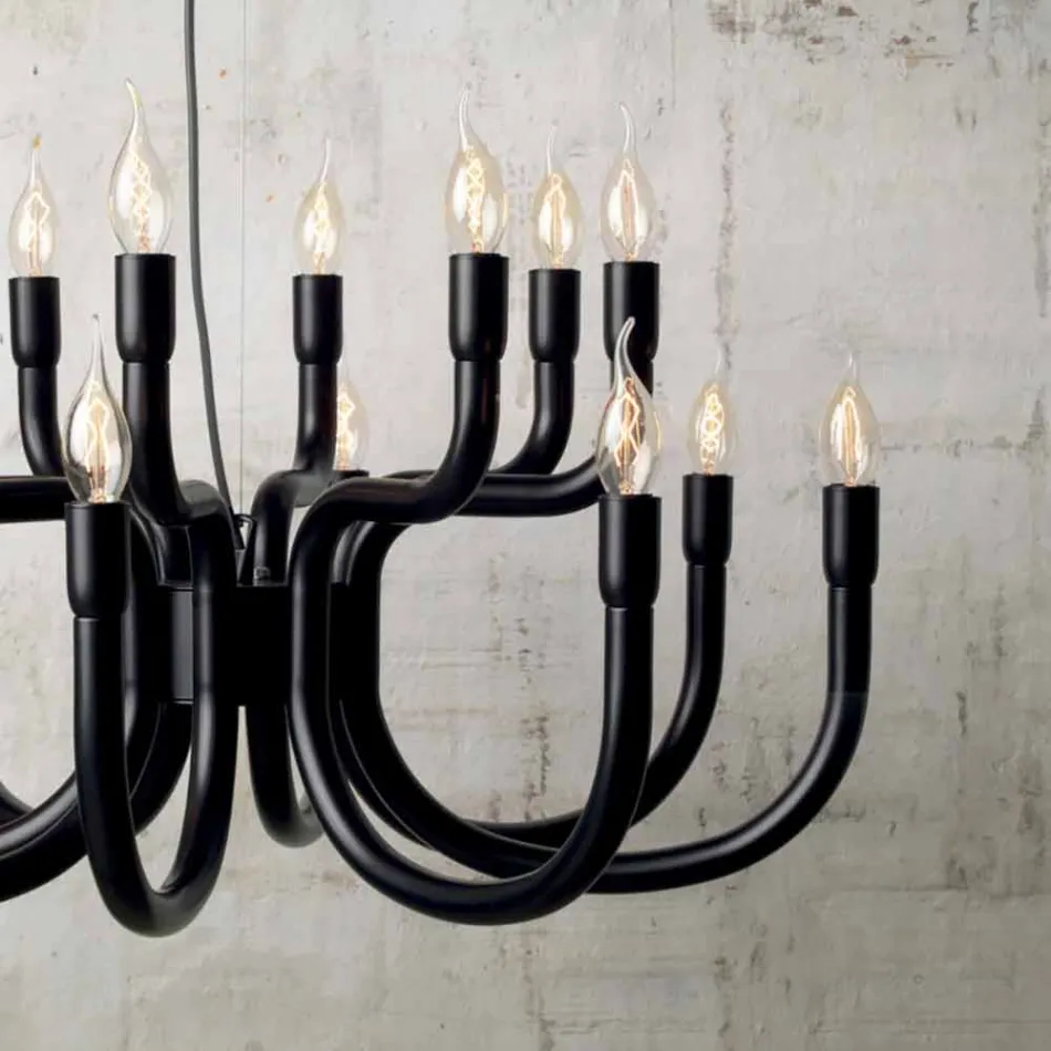 Suspension Chandelier with 16 or 32 Lights in White or Black Aluminum - Alviso Viadurini