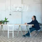 Suspension Chandelier with 16 or 32 Lights in White or Black Aluminum - Alviso Viadurini