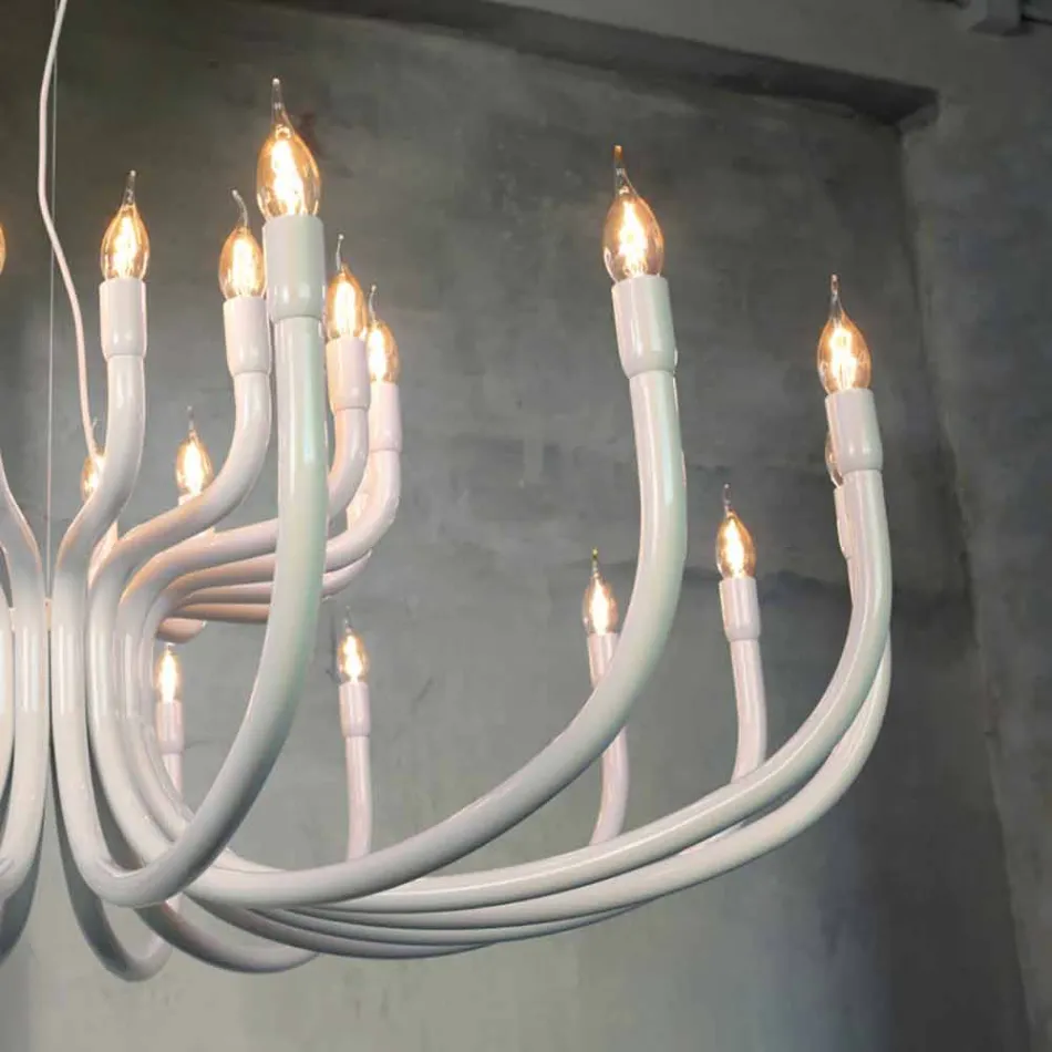 Suspension Chandelier with 16 or 32 Lights in White or Black Aluminum - Alviso Viadurini