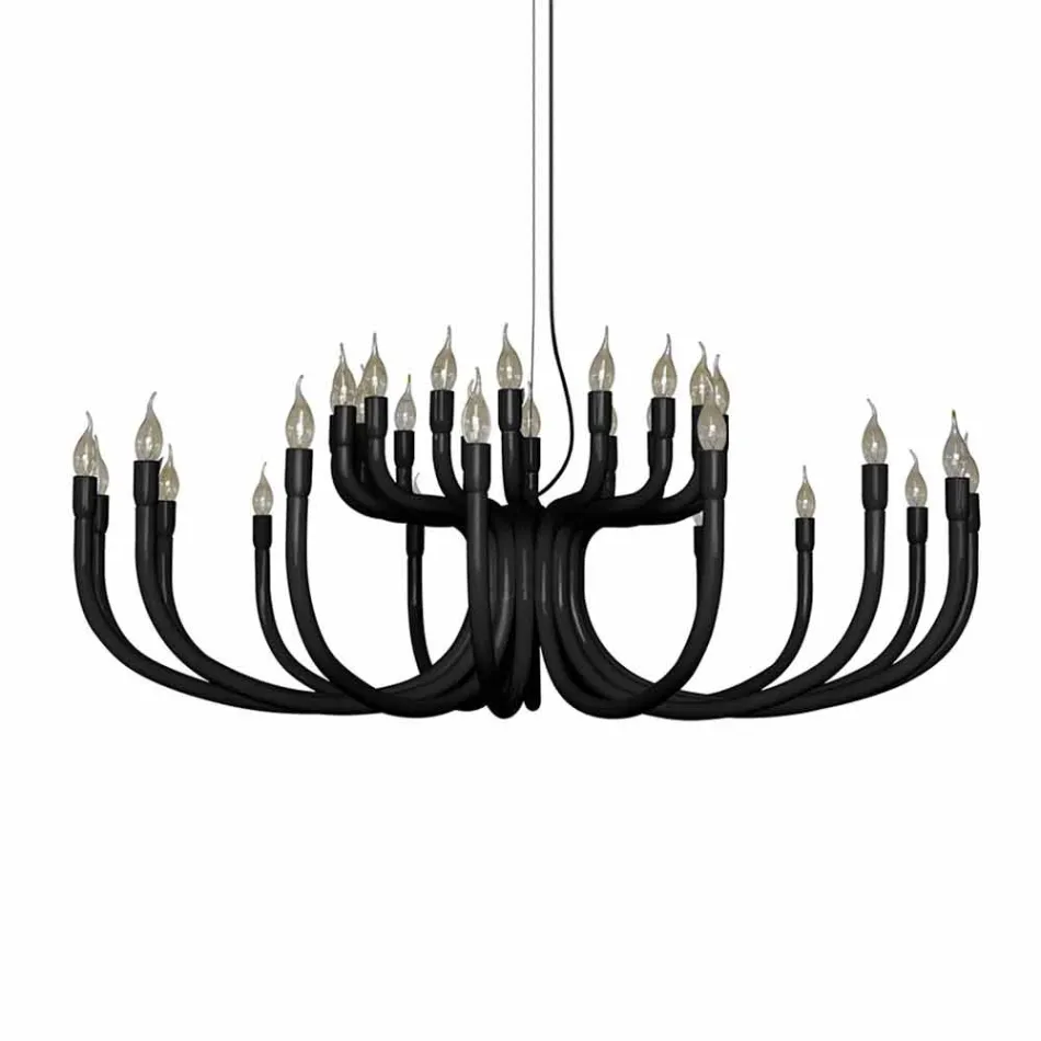 Suspension Chandelier with 16 or 32 Lights in White or Black Aluminum - Alviso Viadurini