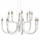 Suspension Chandelier with 16 or 32 Lights in White or Black Aluminum - Alviso Viadurini