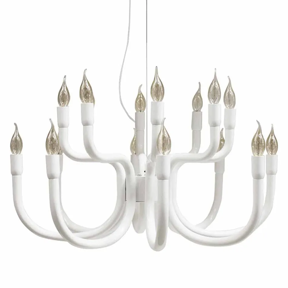 Suspension Chandelier with 16 or 32 Lights in White or Black Aluminum - Alviso Viadurini