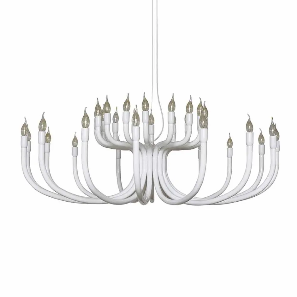Suspension Chandelier with 16 or 32 Lights in White or Black Aluminum - Alviso Viadurini