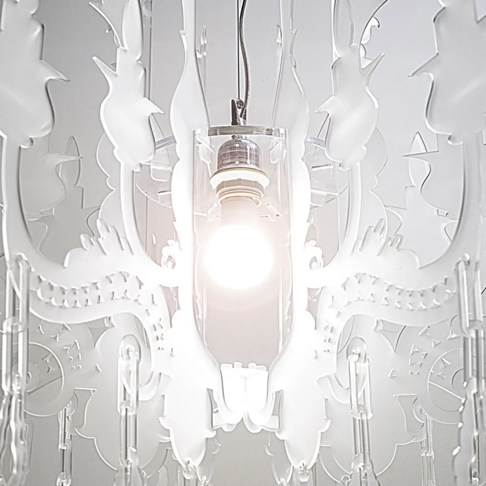 Satin White Plexiglass Pendant Light Made in Italy - Luca Viadurini