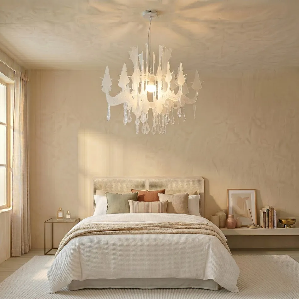 Satin White Plexiglass Pendant Light Made in Italy - Luca Viadurini