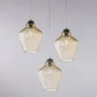 Alnitak 3-Light Black Glass Metal Pendant Light Viadurini