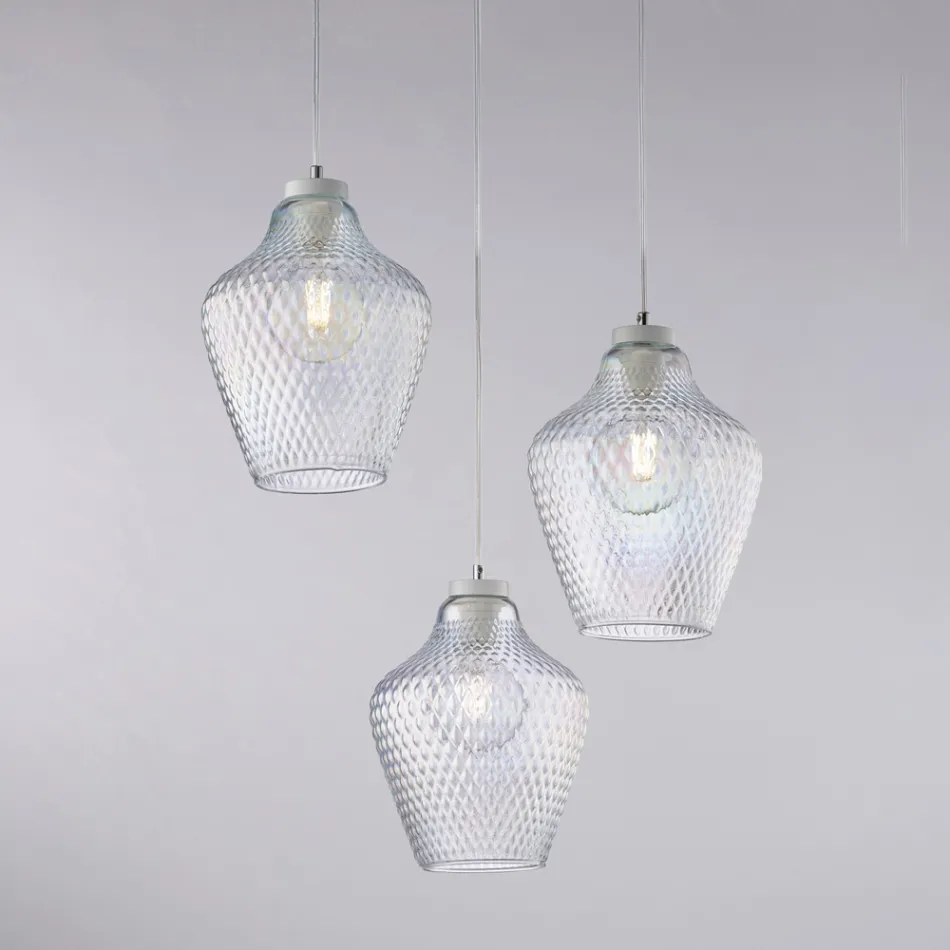 Alnitak 3-Light Black Glass Metal Pendant Light Viadurini