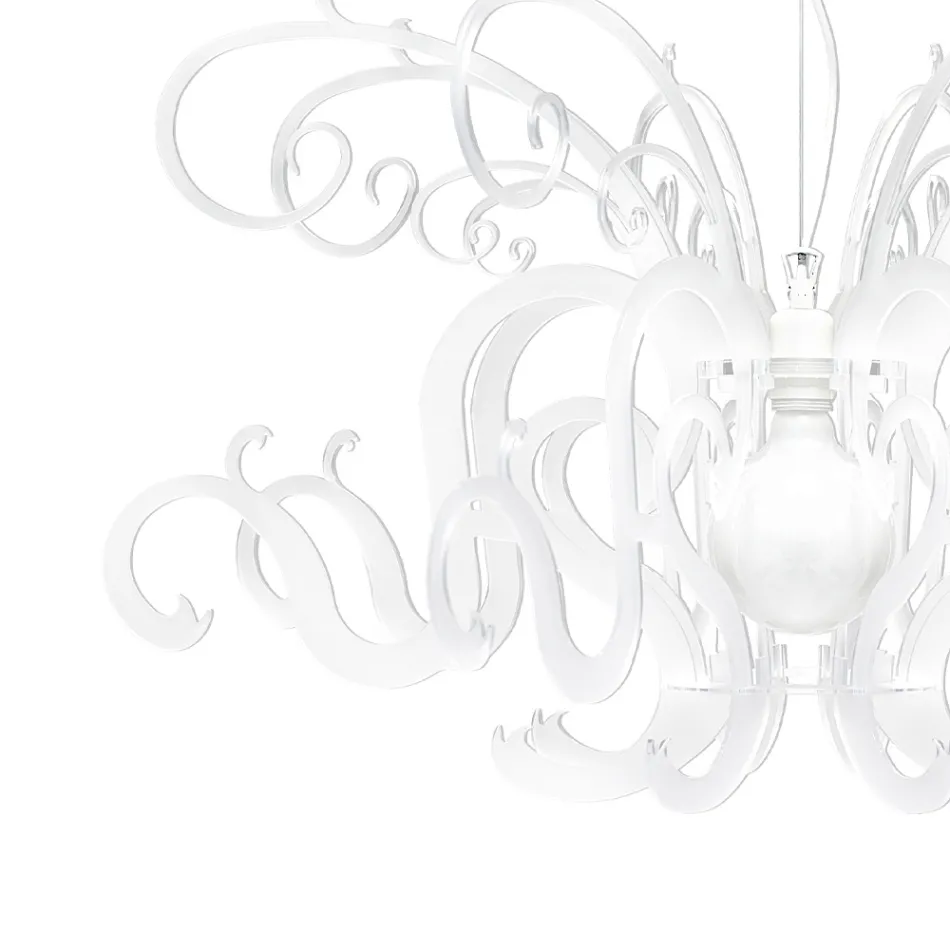 Suspension Chandelier in White Plexiglass Recyclable Design - Sancho Viadurini