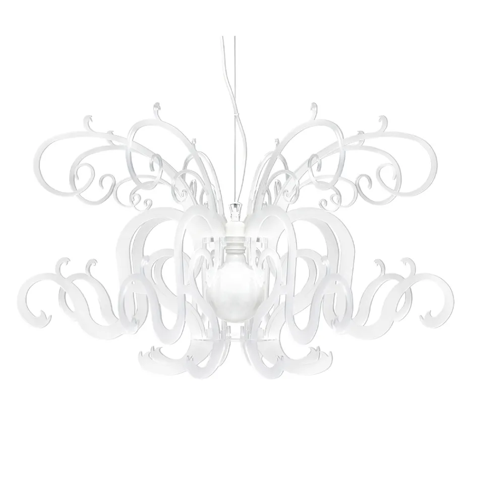 Suspension Chandelier in White Plexiglass Recyclable Design - Sancho Viadurini