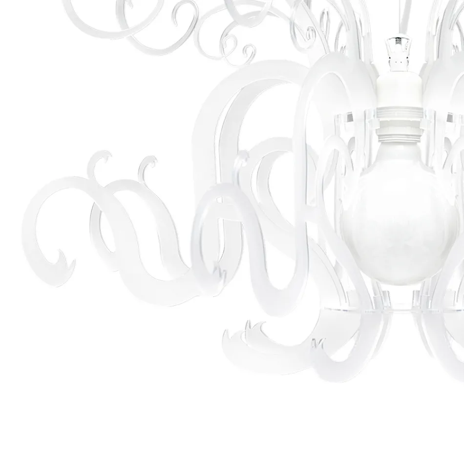Suspension Chandelier in Recyclable White or Black Plexiglass - Sancho Viadurini
