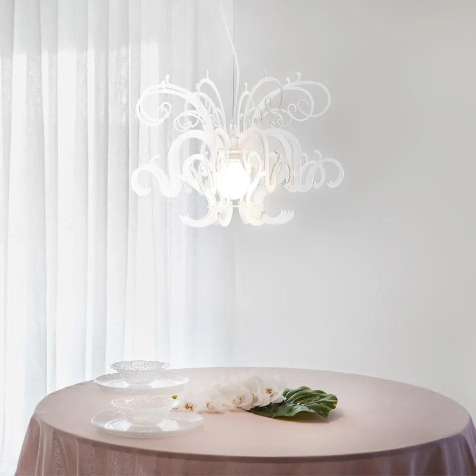 Suspension Chandelier in Recyclable White or Black Plexiglass - Sancho Viadurini
