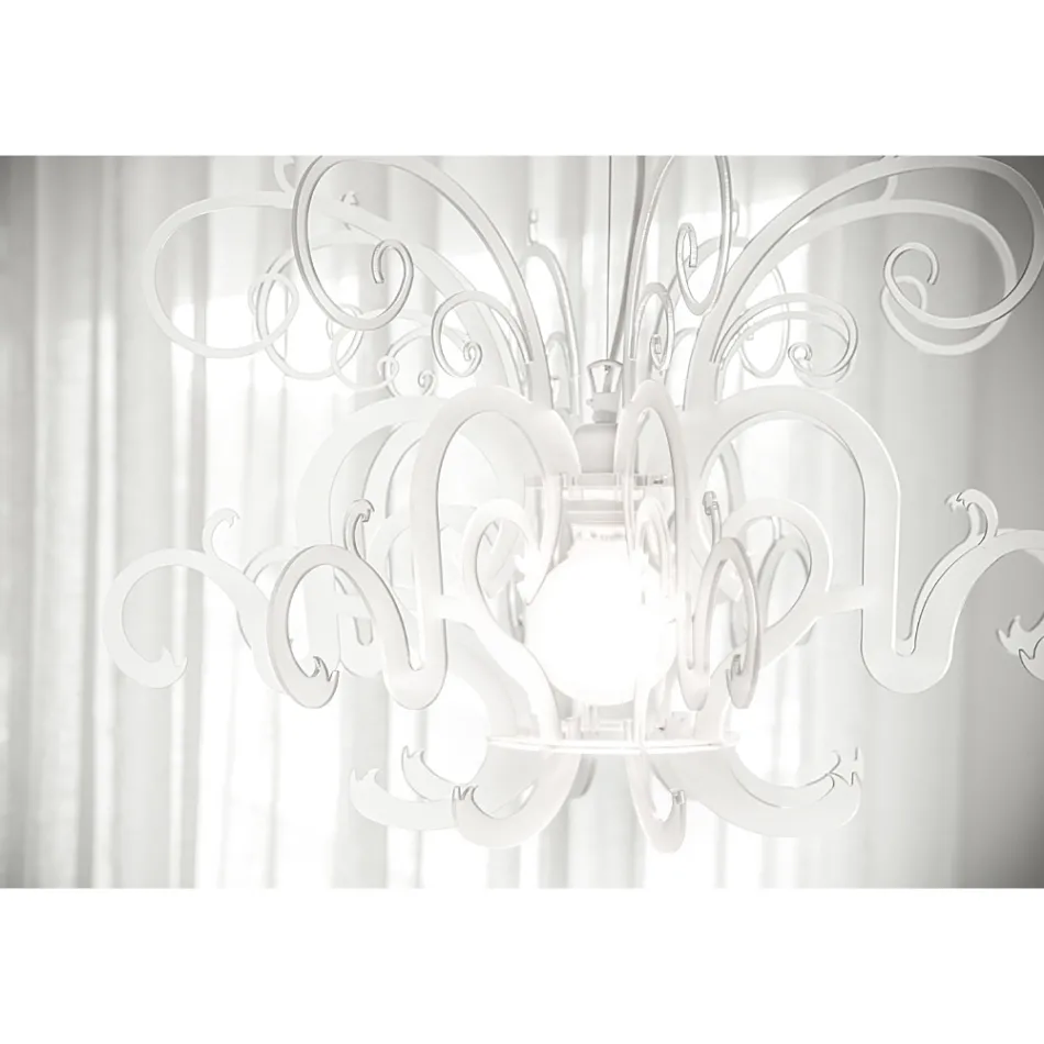 Suspension Chandelier in Recyclable White or Black Plexiglass - Sancho Viadurini