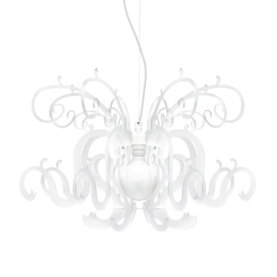 Suspension Chandelier in Recyclable White or Black Plexiglass - Sancho Viadurini