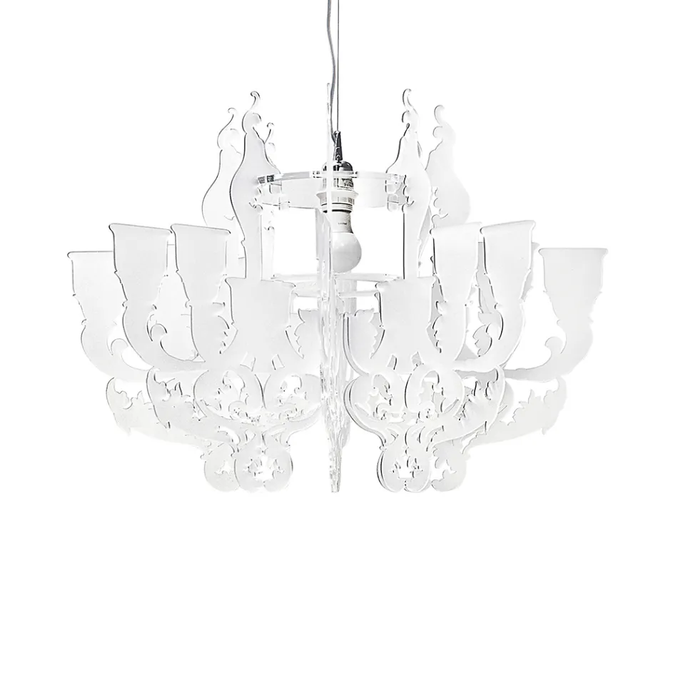 Satin White Plexiglass Pendant Lamp Made in Italy - Gea Viadurini