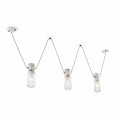 Jayda handcrafted suspended chandelier with three spotlights by Ferroluce