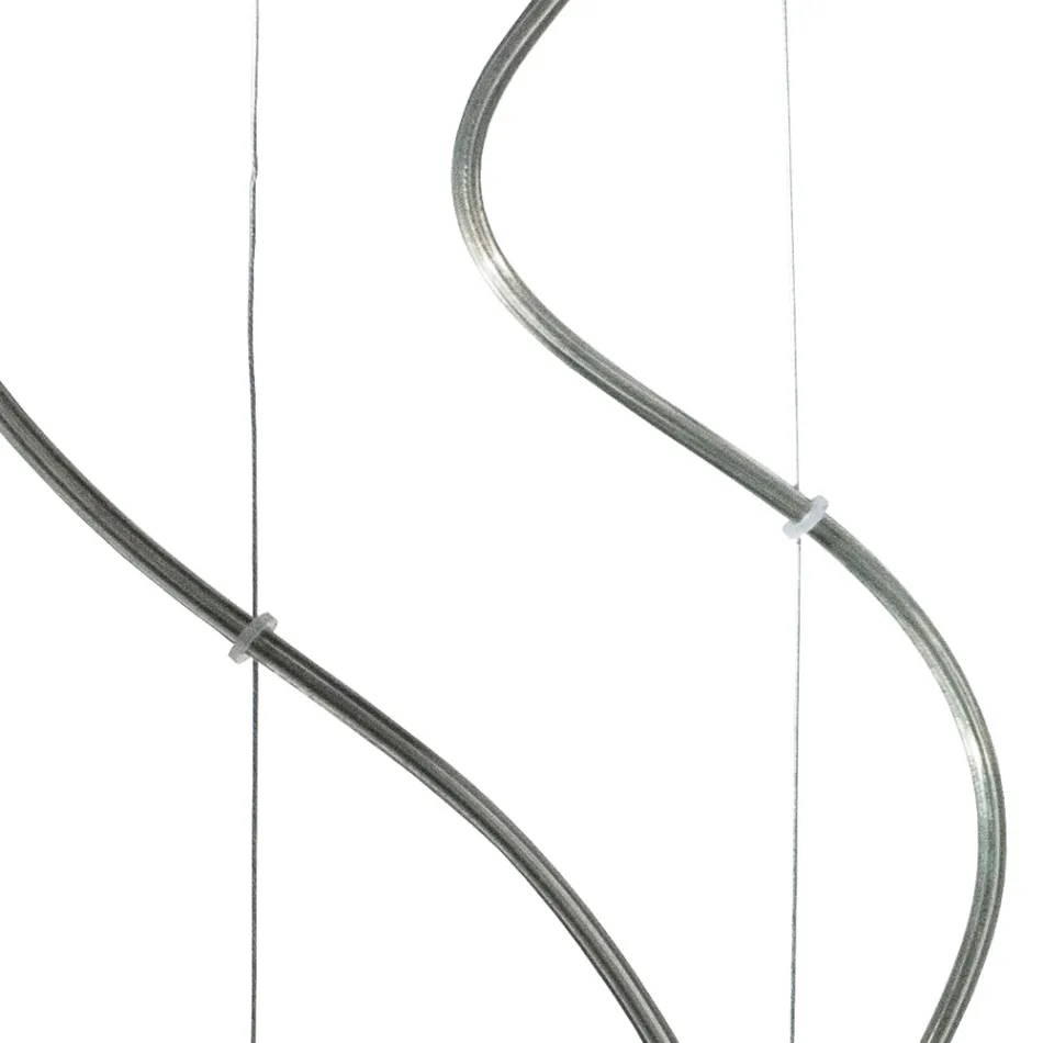 Three-Light Chandelier with Circular Bar in Blown Glass Made in Italy - Soffio Viadurini