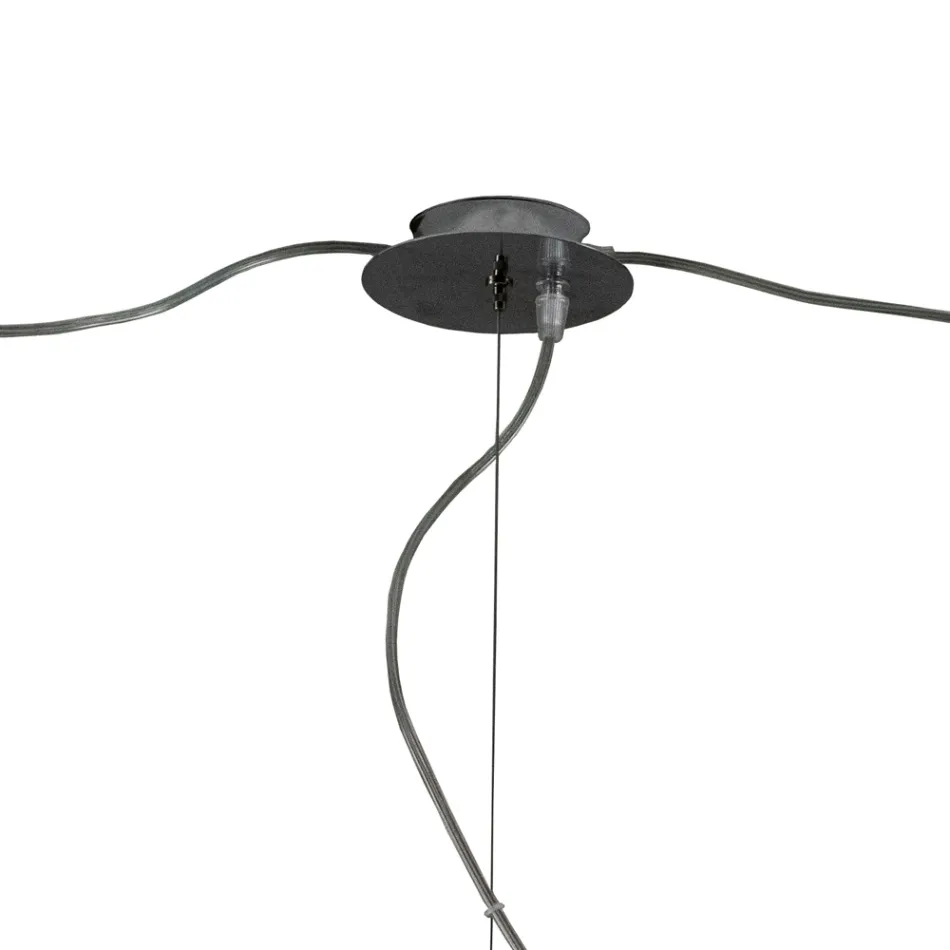 Large Off-Centered Three-Light Chandelier in Blown Glass Made in Italy - Elisia Viadurini