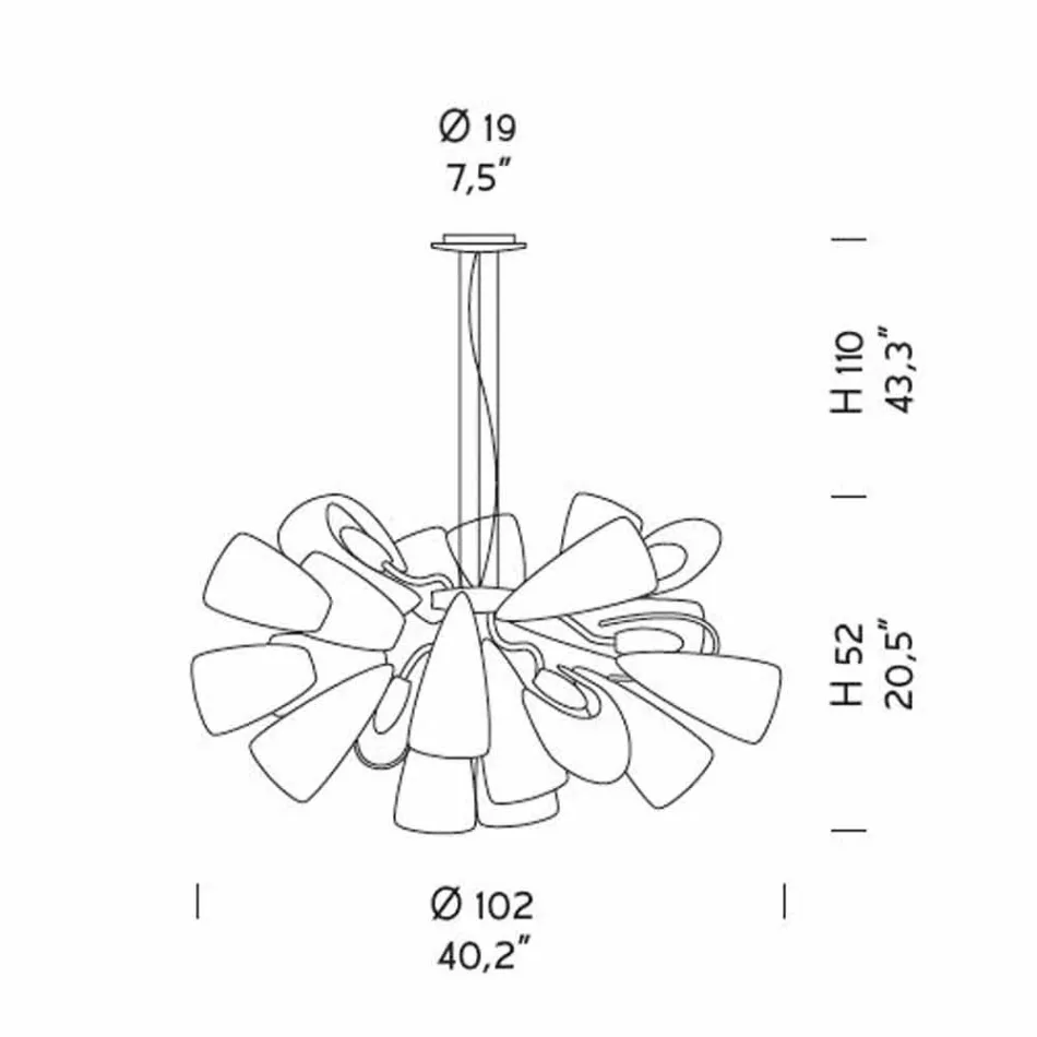 Artisan Chandelier with 21 Lights in Venetian Glass, Made in Italy - Diamonique Viadurini