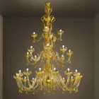 Handcrafted Chandelier with 28 Lights in Venetian Glass and Gold Made in Italy - Regina Viadurini