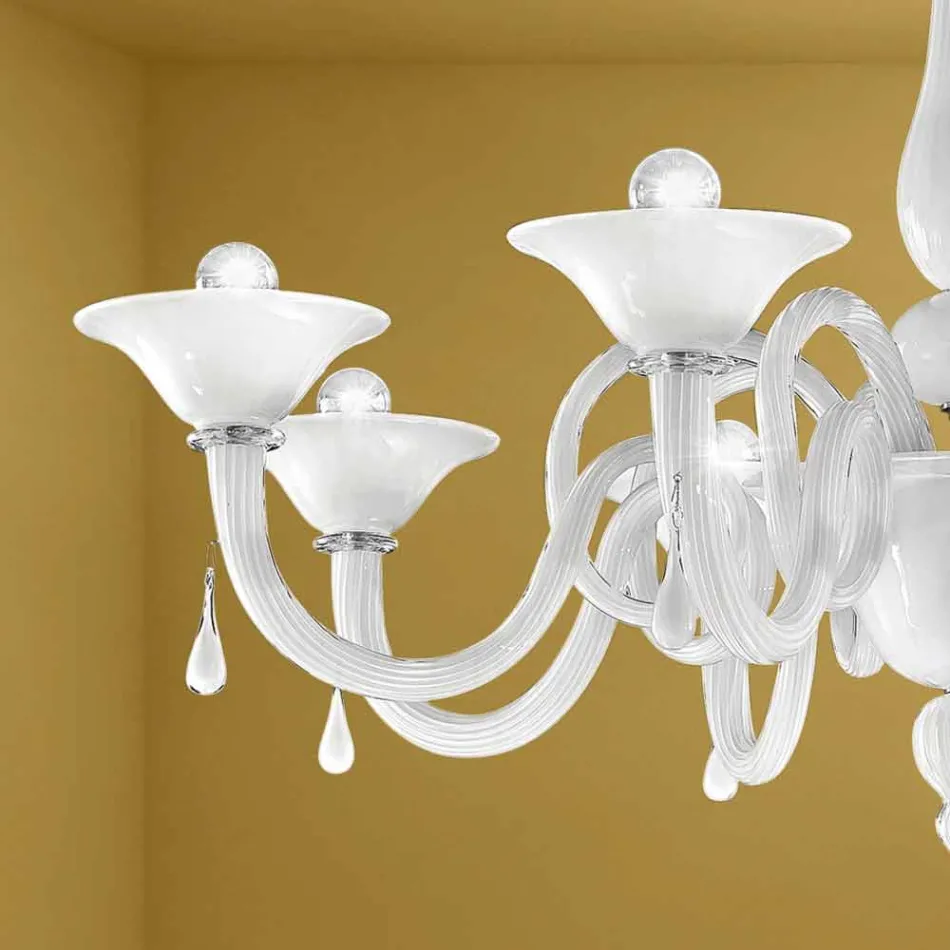 Artisan 8 Lights Chandelier in Venice Glass, Made in Italy - Margherita Viadurini