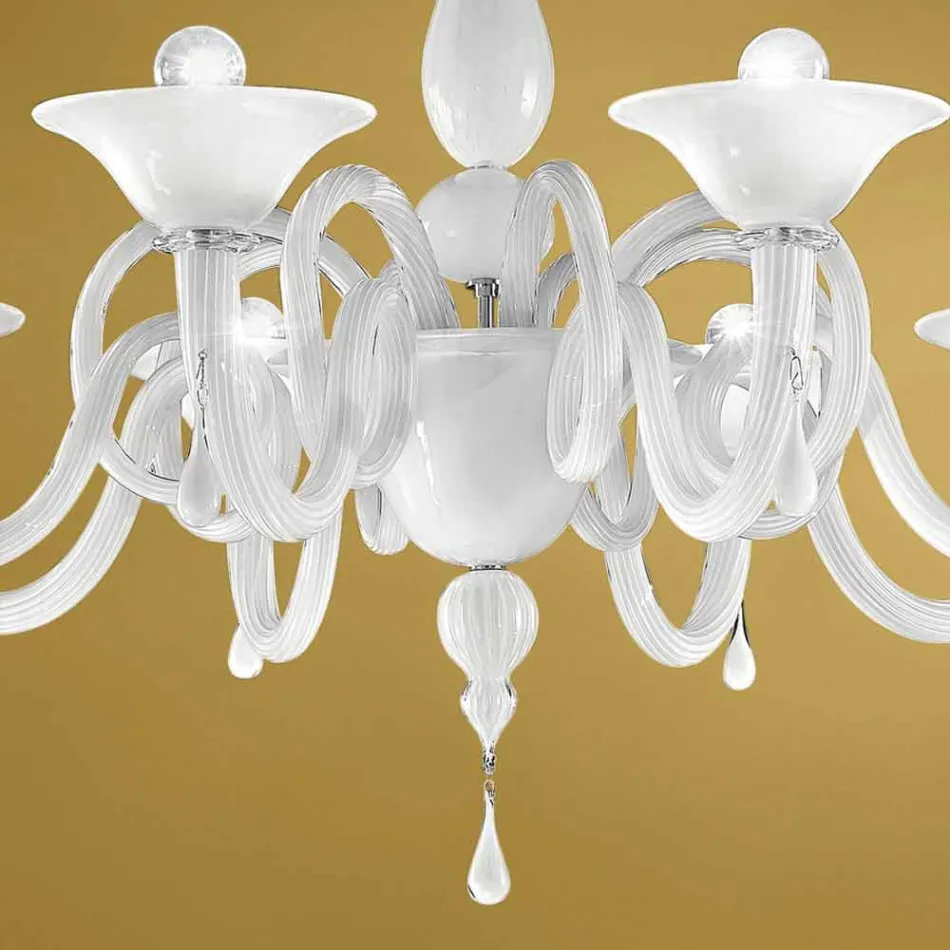 Artisan 8 Lights Chandelier in Venice Glass, Made in Italy - Margherita Viadurini