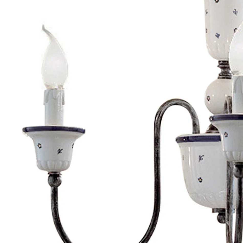 Handcrafted Ceramic and Antique Brass Chandelier - Sanremo Viadurini