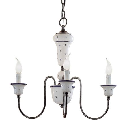 Handcrafted Ceramic and Antique Brass Chandelier - Sanremo Viadurini