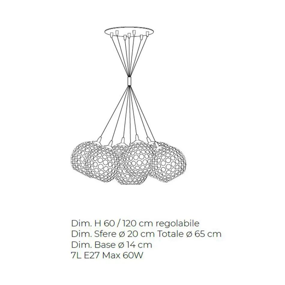 Handcrafted Chandelier in Venice Glass and Metal - Bolle Balloton Viadurini