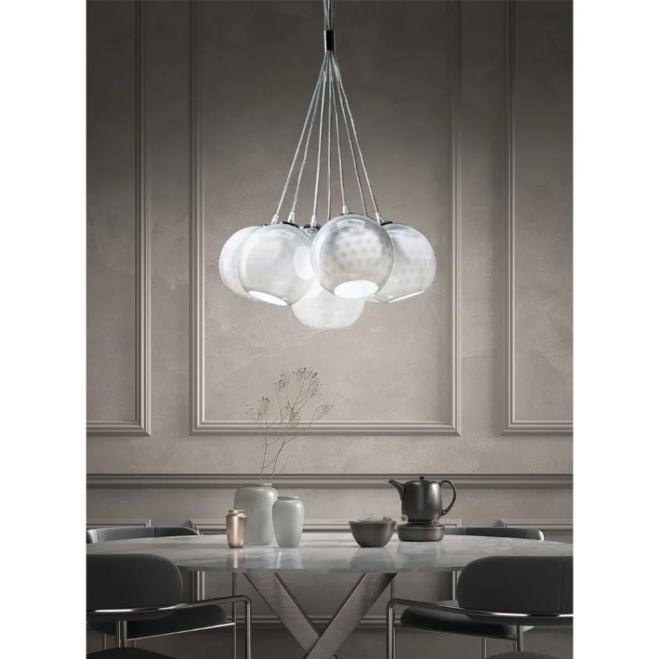 Handcrafted Chandelier in Venice Glass and Metal - Bolle Balloton Viadurini
