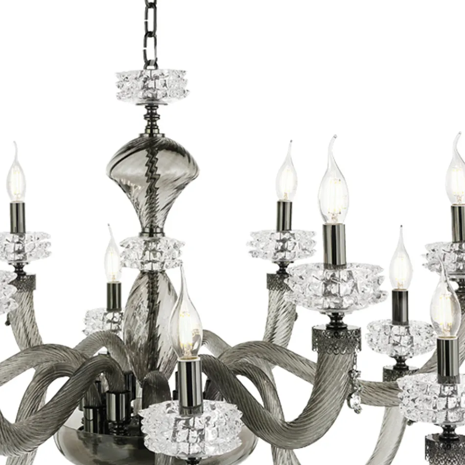 Classic Chandelier 12 Lights in Italian Luxury Handcrafted Glass - Saline Viadurini