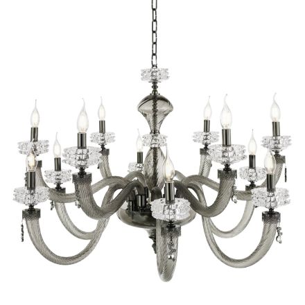 Classic Chandelier 12 Lights in Italian Luxury Handcrafted Glass - Saline Viadurini