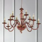 Classic Chandelier 12 Lights in Handmade Italian Glass and Metal - Oliver Viadurini