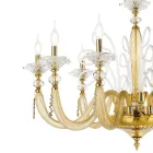 Classic Chandelier 12 Lights Blown Glass Floral Details - Bluminda Viadurini