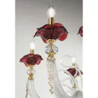 Classic Chandelier 12 Lights Blown Glass Floral Details - Bluminda Viadurini