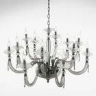 Classic Chandelier 12 Lights Blown Glass Floral Details - Bluminda Viadurini