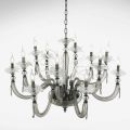 Classic Chandelier 12 Lights Blown Glass Floral Details - Bluminda