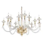 Classic Chandelier 16 Lights Blown Glass Floral Details - Bluminda Viadurini