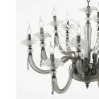 Classic Chandelier 16 Lights Blown Glass Floral Details - Bluminda Viadurini