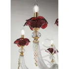 Classic Chandelier 16 Lights Blown Glass Floral Details - Bluminda Viadurini